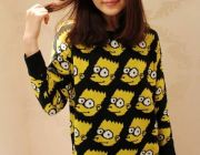 เสื้อกันหนาว Sweater Simpson cartoon free size สีเหลือง ดำ