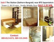 ขายถูก ห้องใหญ่ ตึก 2  The Station สาทร-บางรัก ใกล้ BTS ตากสิน 500 เมตร