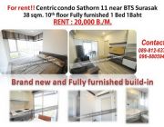For rent  Centric condo Sathorn 11 near BTS Surasak