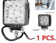 ไฟสปอร์ตไลท์ ไฟรถ ไฟท้าย ทรงเหลี่ยม กำลังไฟ 27 Watt  LED 9 ดวง x 3Watt ไฟ 12V-24V เเสงขาว